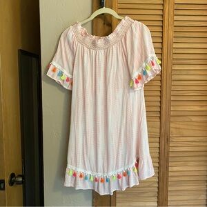 Dizzy Lizzy Summer Dress Pink Off The ShoulderTassel Size Medium Lined